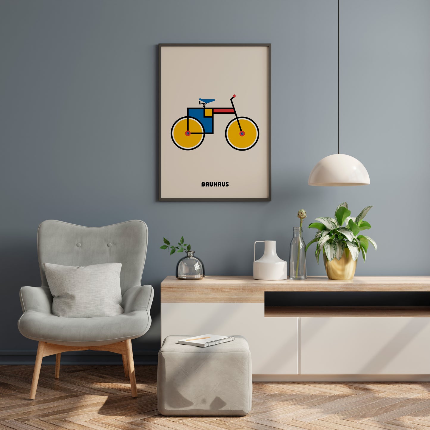 Bauhaus Bicycle Poster | Geometric Cycling Wall Art | Home Office Decor