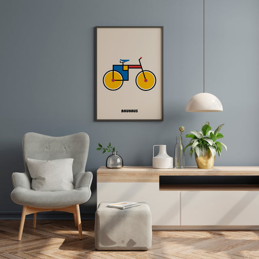 Bauhaus Bicycle Poster | Geometric Cycling Wall Art | Home Office Decor