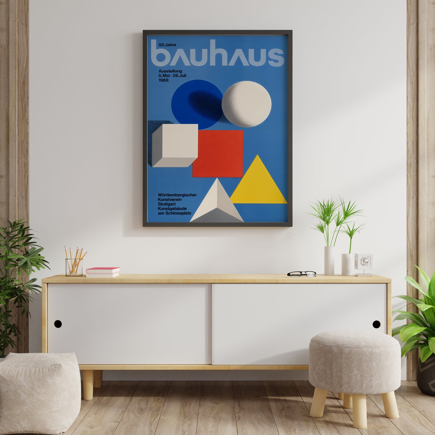 Bauhaus exhibition poster 1968 with typography and geometric composition