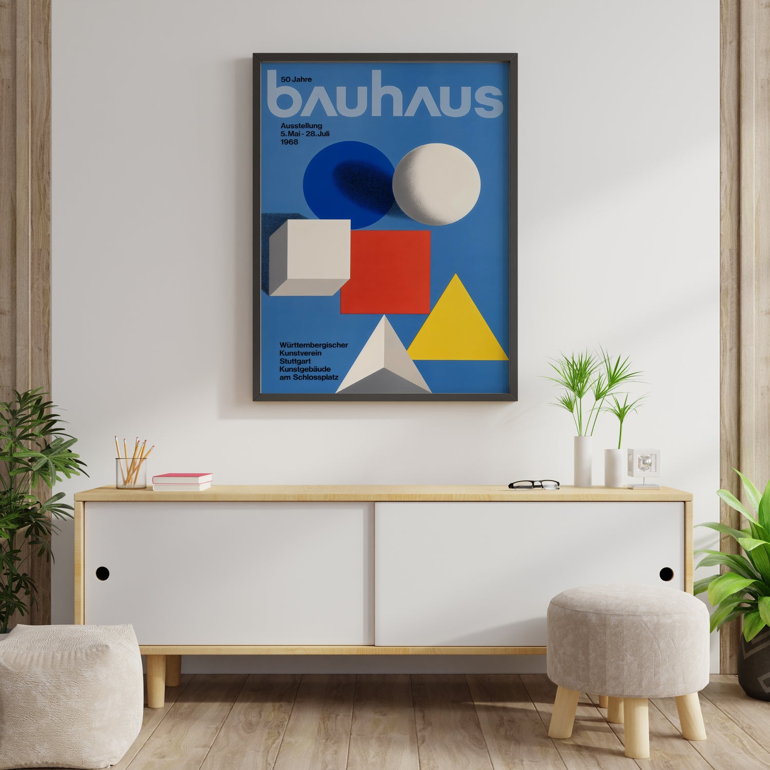 Bauhaus exhibition poster 1968 with typography and geometric composition