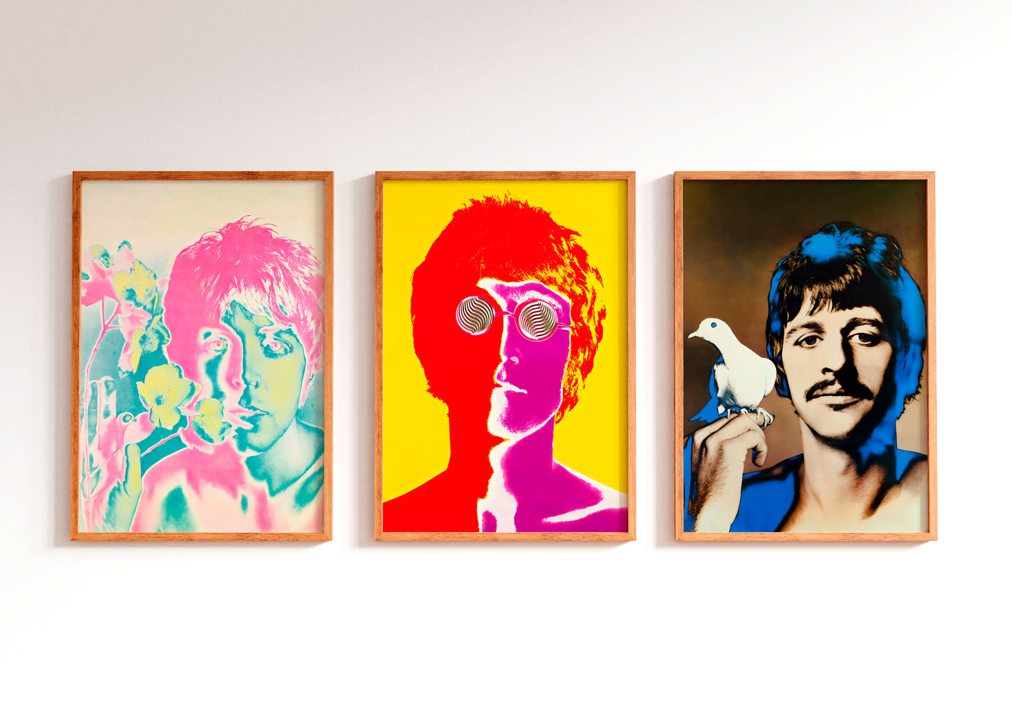 Beatles poster set with Paul McCartney, John Lennon and Ringo Starr for studio wall art