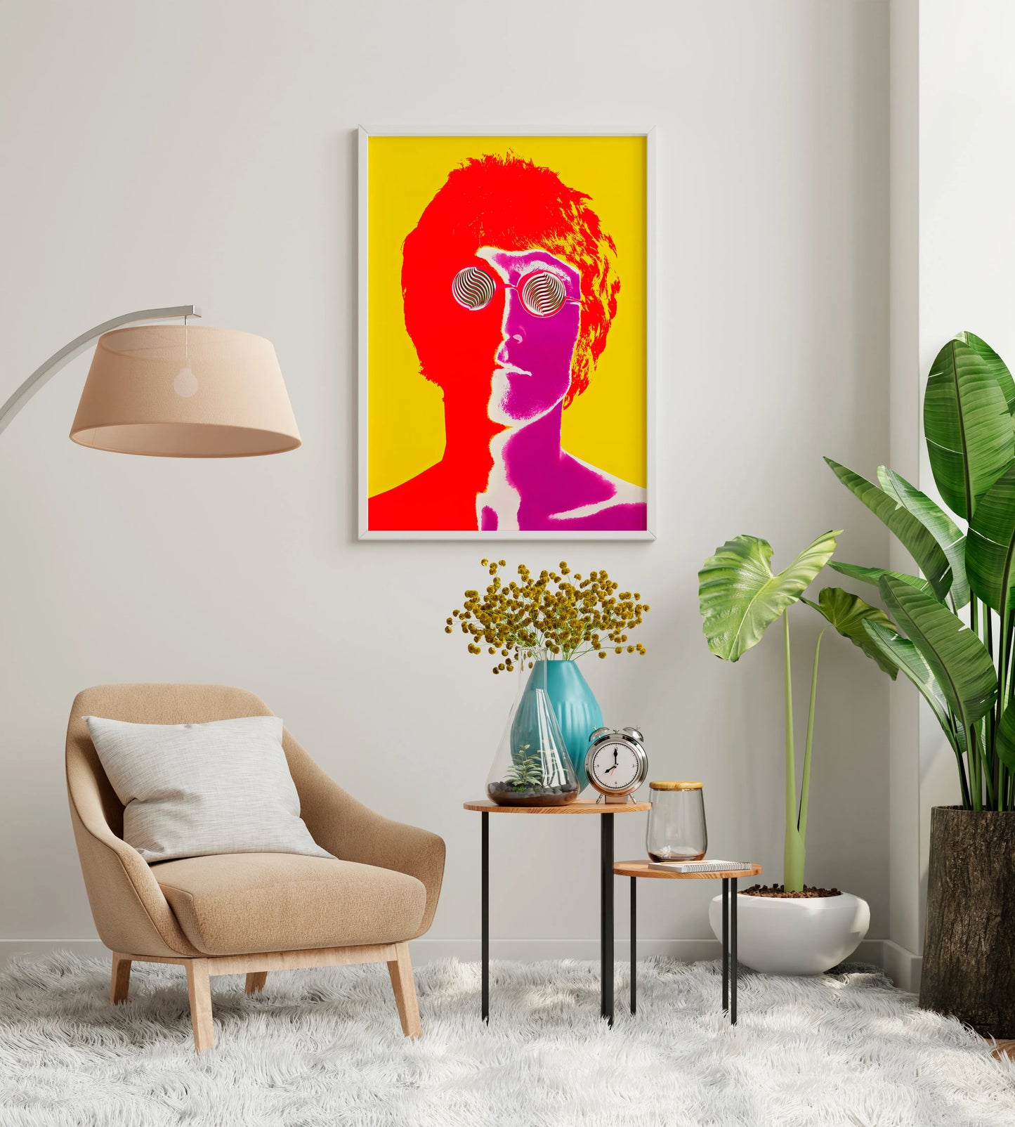 Beatles wall art with John Lennon psychedelic portrait for living room wall art