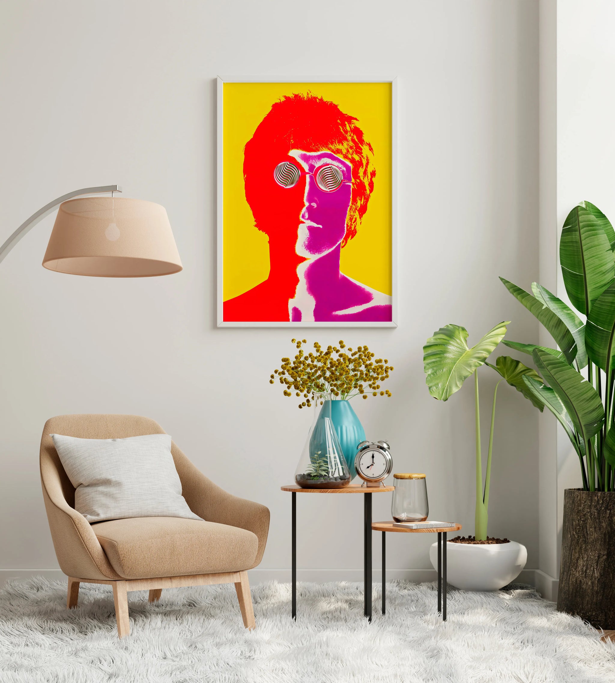 Beatles wall art with John Lennon psychedelic portrait for living room wall art
