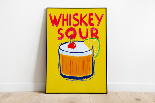 Cocktail wall art above sideboard for a styled dining room
