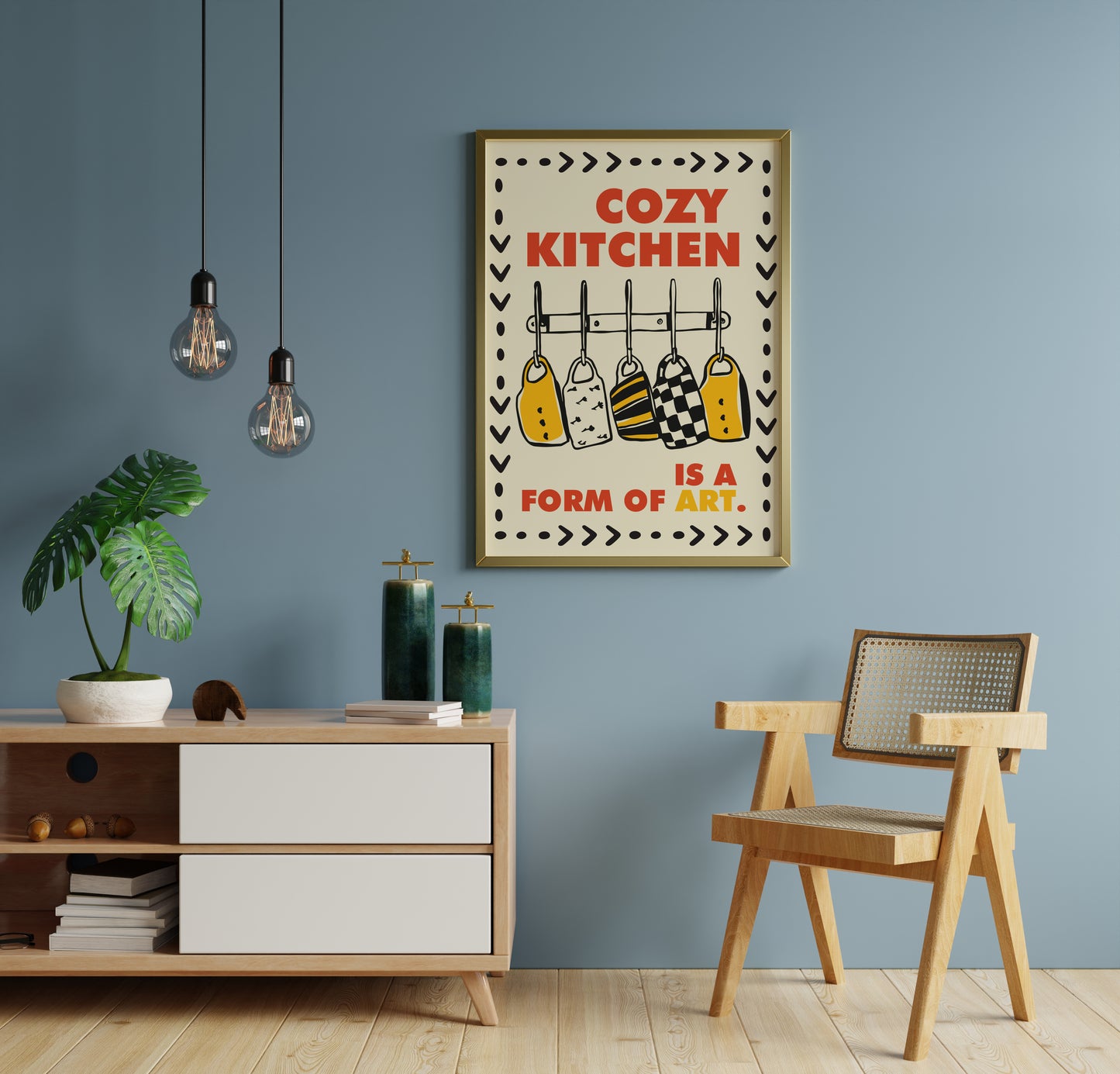 Cozy Kitchen Wall Art – Modern Retro Quote Poter