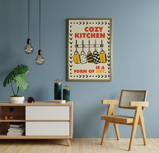 Cozy Kitchen Wall Art – Modern Retro Quote Poter