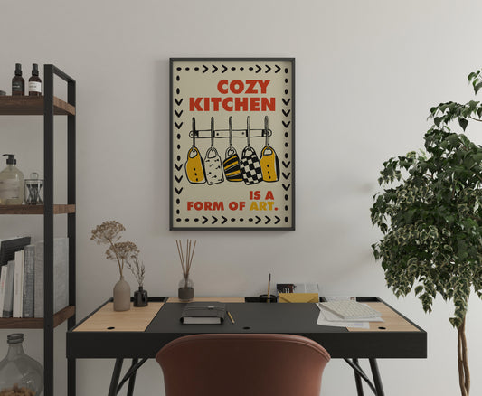 Cozy Kitchen Wall Art – Modern Retro Quote Poster