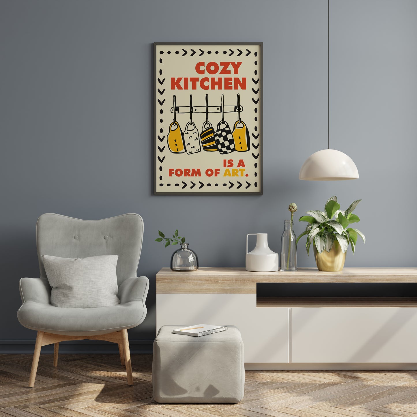 Cozy Kitchen Wall Art – Modern Retro Quote Poter