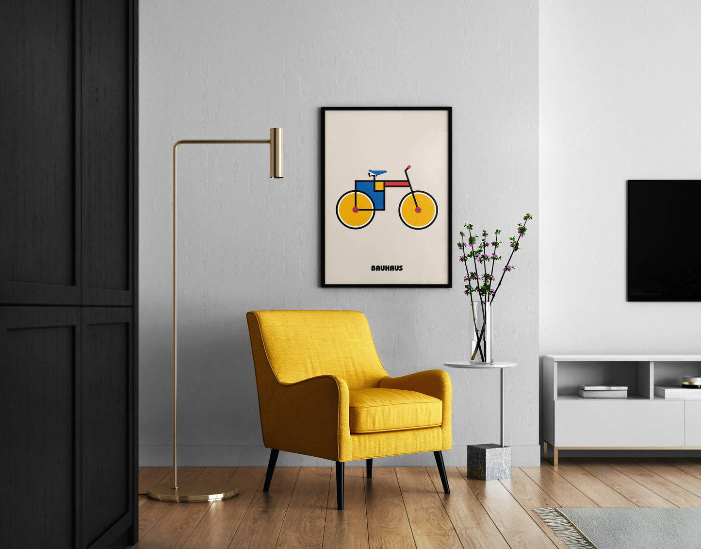 Bauhaus Bicycle Poster | Geometric Cycling Wall Art | Home Office Decor