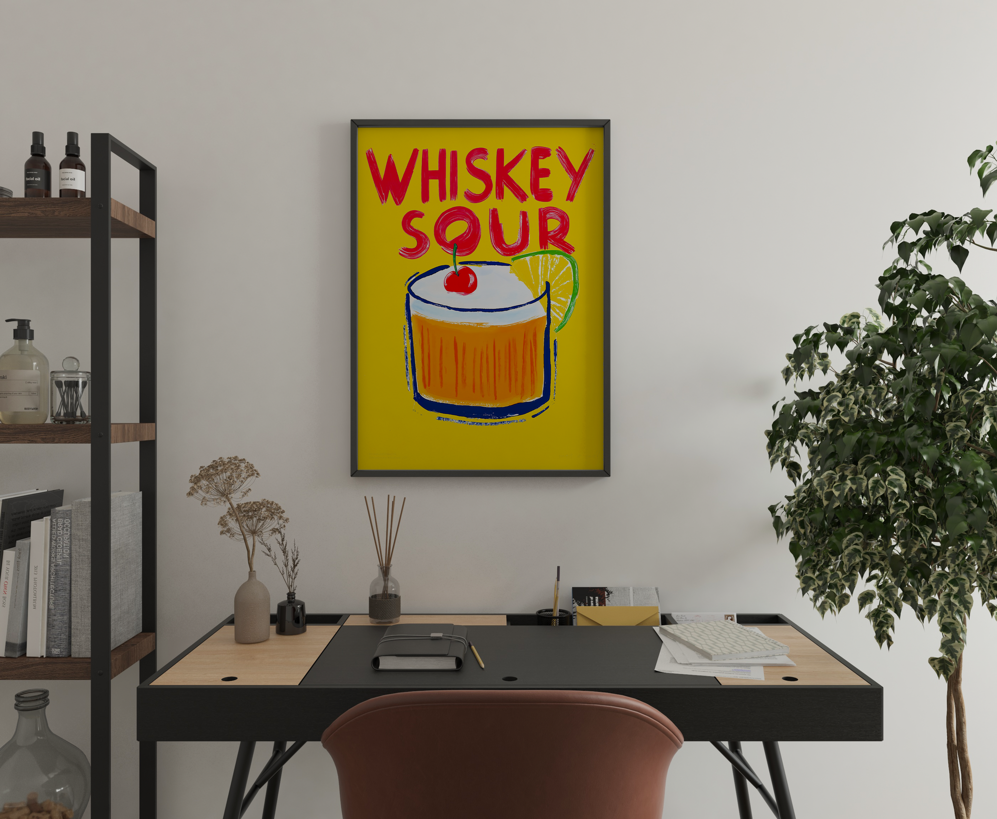 Cocktail wall art for a home office wall with personality
