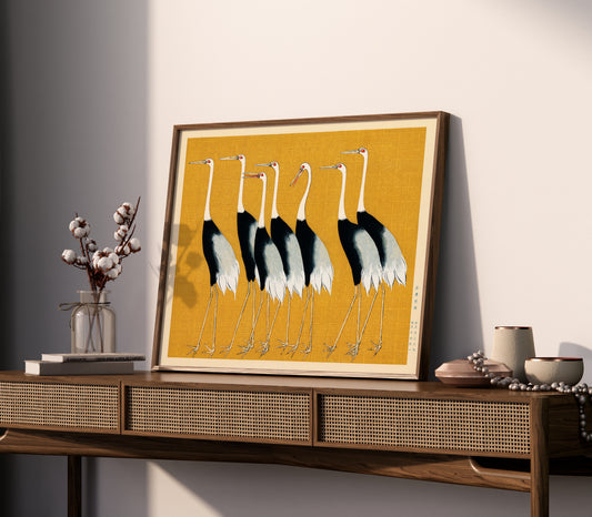 Japanese Crane Poster – Vintage Bird Wall Art for Living Room & Bedroom