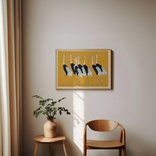 Japanese Crane Poster – Vintage Bird Wall Art for Living Room & Bedroom