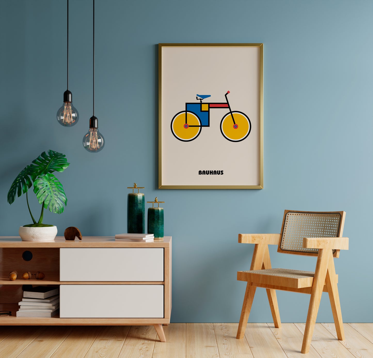 Bauhaus Bicycle Poster | Geometric Cycling Wall Art | Home Office Decor