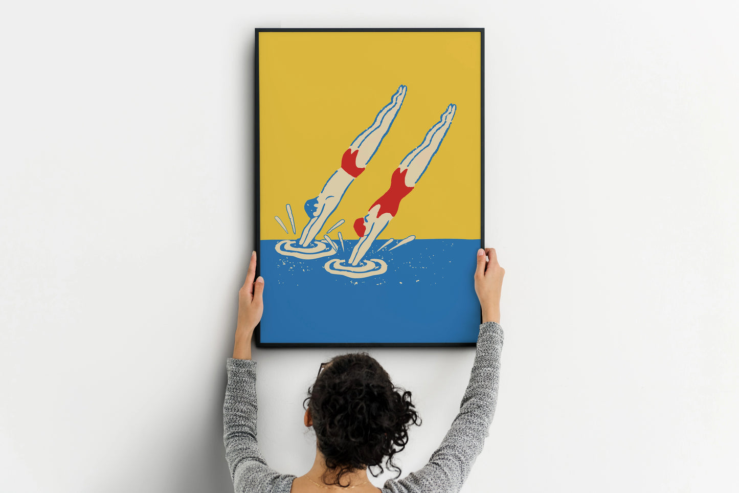 Retro Diving Poster | Vintage Swimming Wall Art | Bathroom Decor