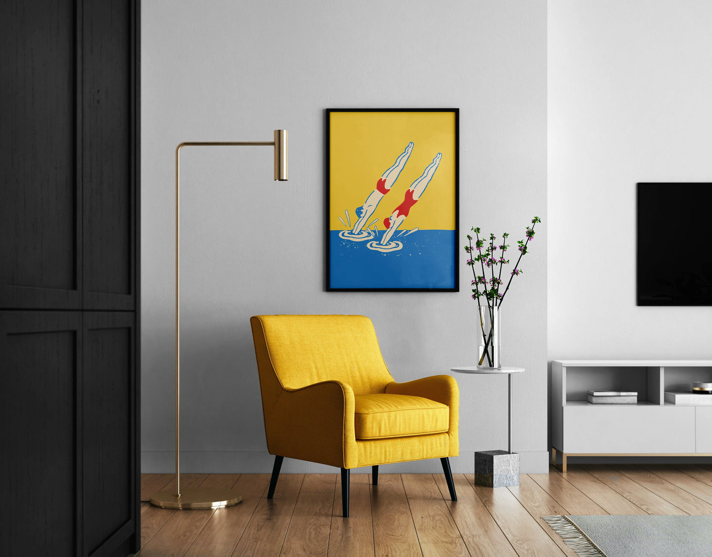 Retro Diving Poster | Vintage Swimming Wall Art | Bathroom Decor