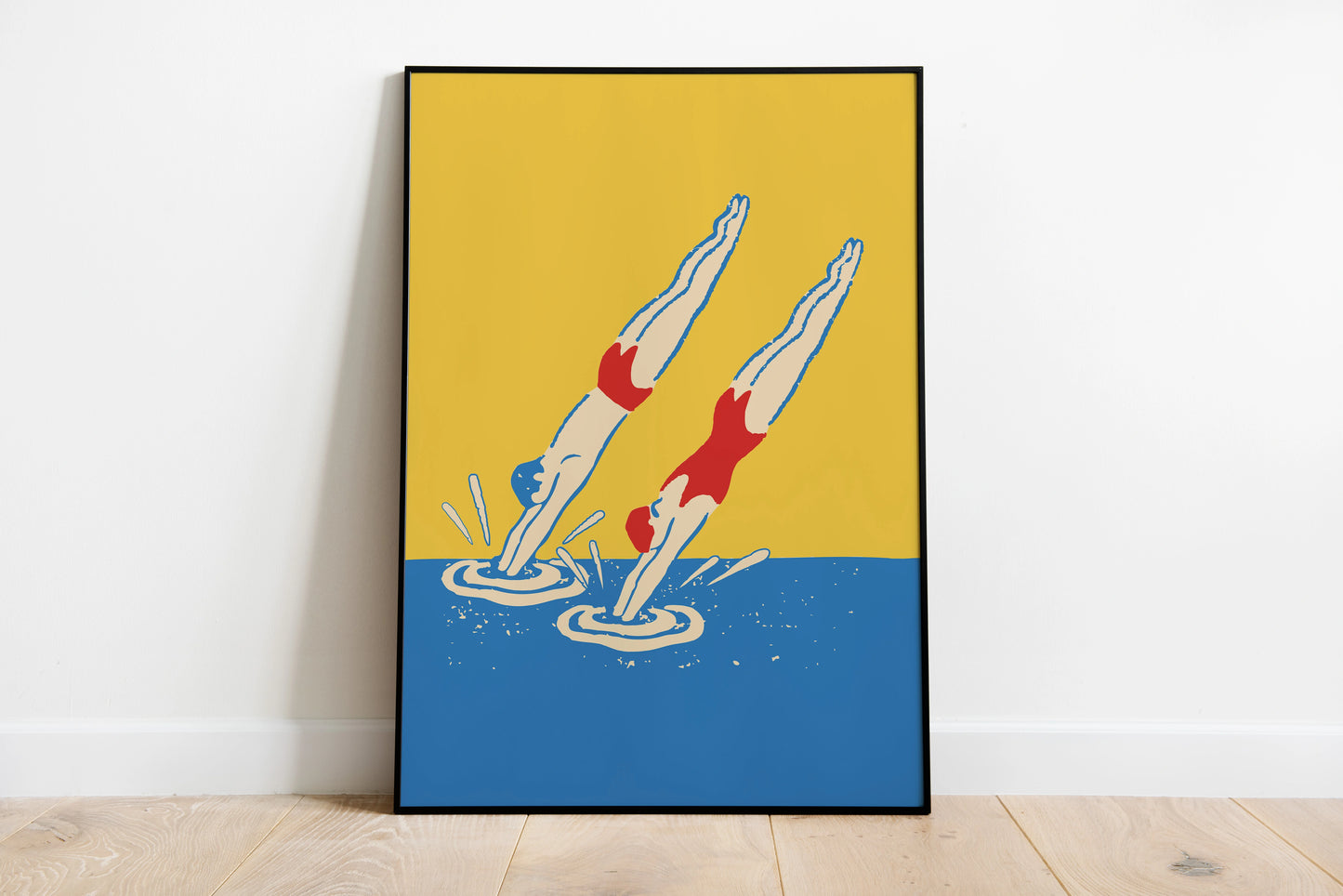 Retro Diving Poster | Vintage Swimming Wall Art | Bathroom Decor