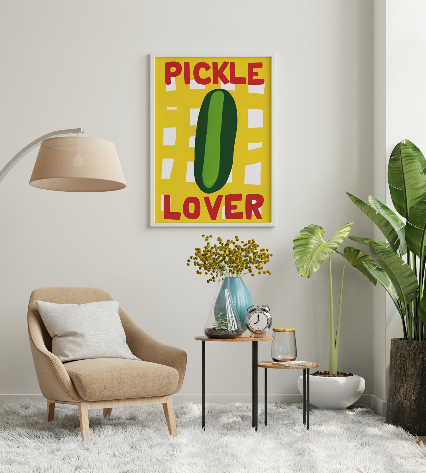 pickle poster with bold typography, funny food lover gift wall art