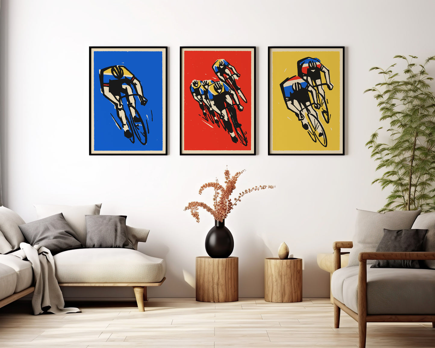 set-of-3-cycling-posters-retro-bike-living-room-gallery-wall
