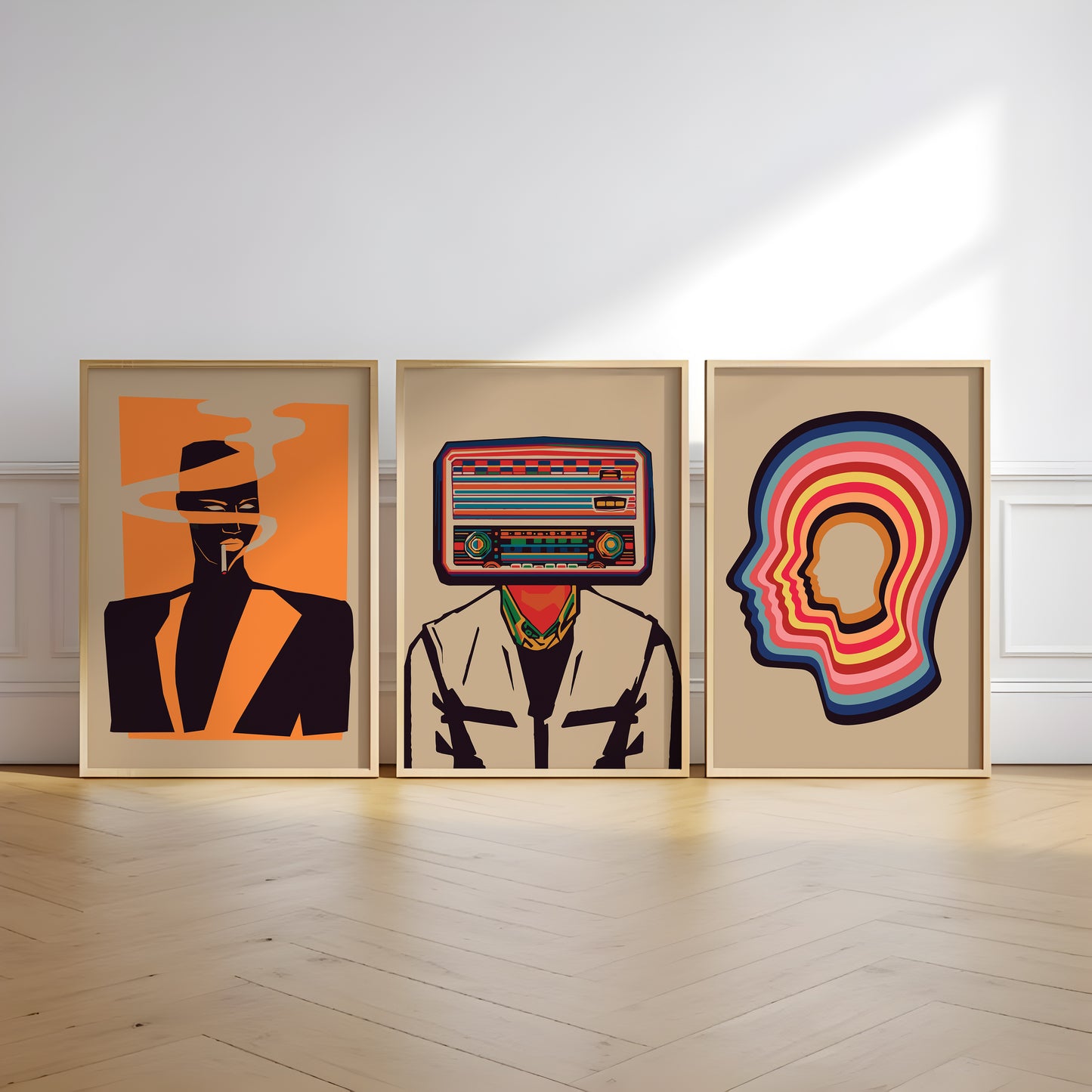 Set of 3 Grace Jones, Radiohead and Tame Impala posters for music room wall art