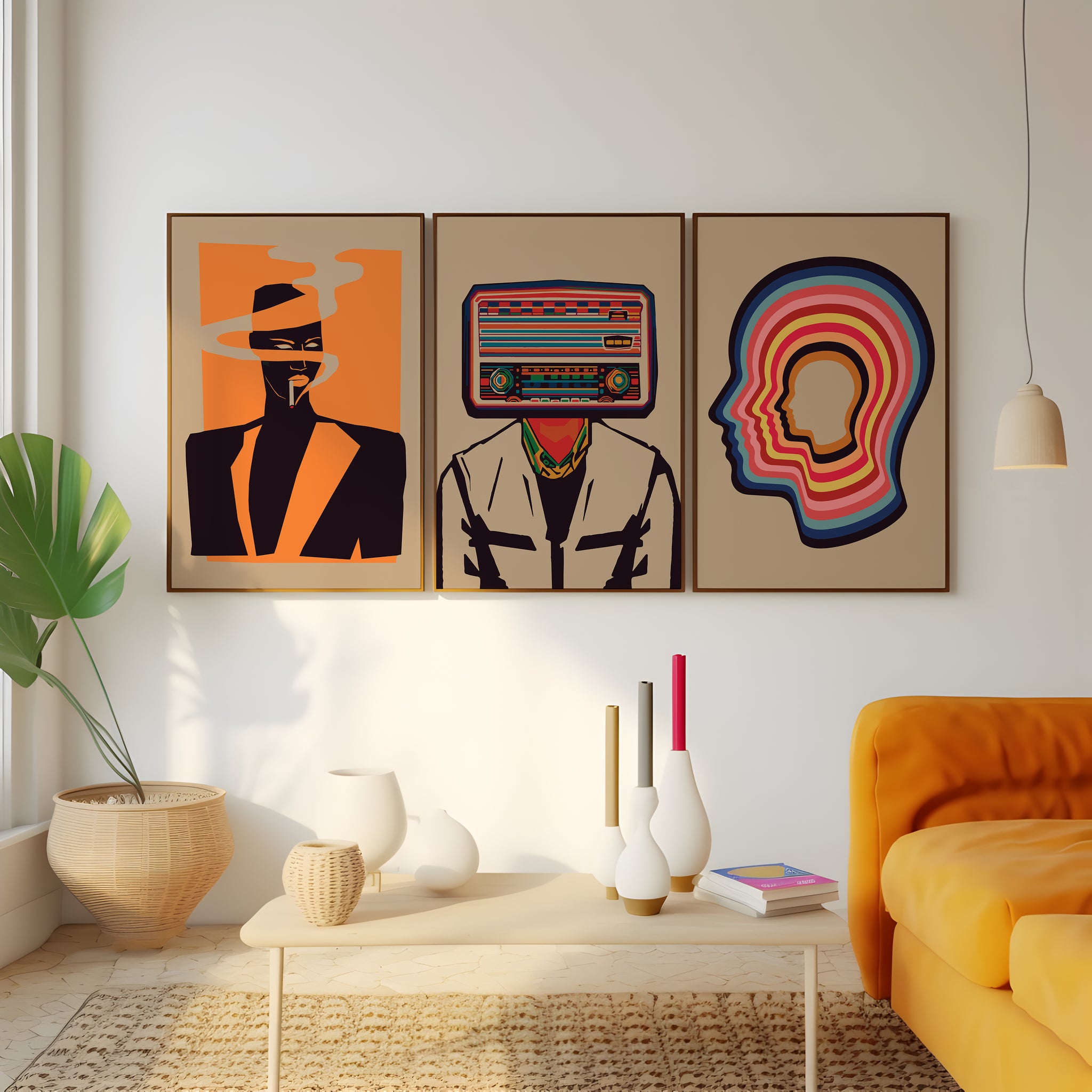 Grace Jones, Radiohead and Tame Impala music posters for studio wall art