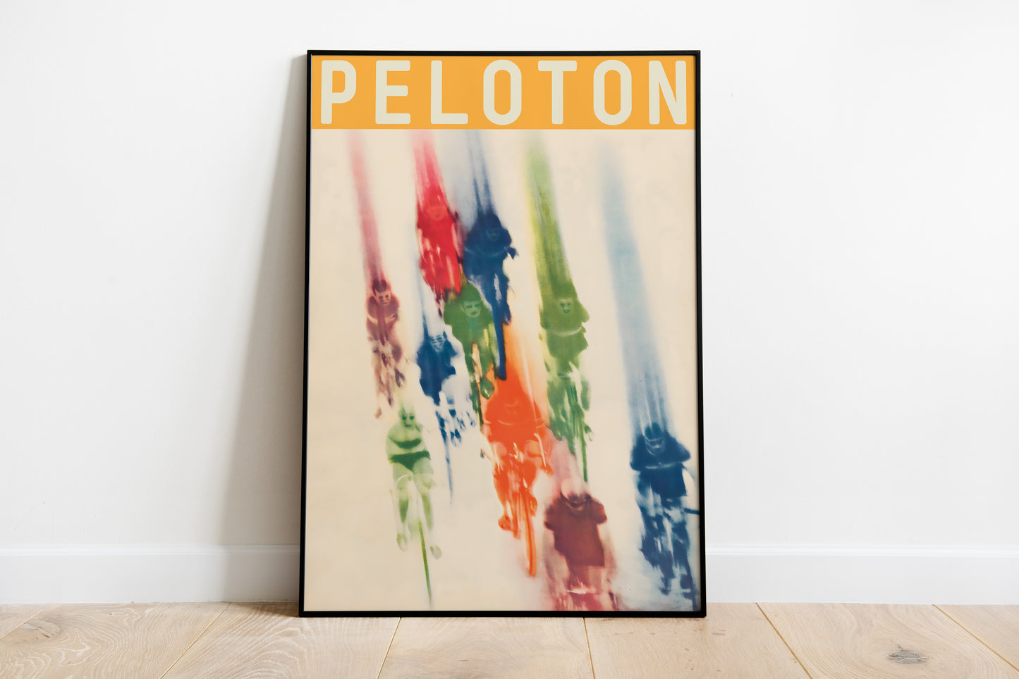 Peloton poster vintage cycling print, colorful sports wall art for home gym