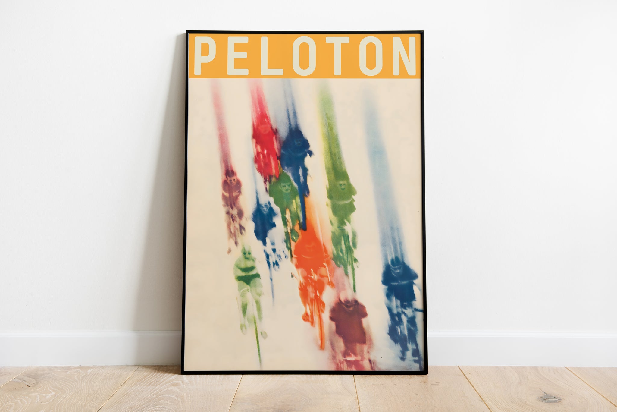 Peloton poster vintage cycling print, colorful sports wall art for home gym
